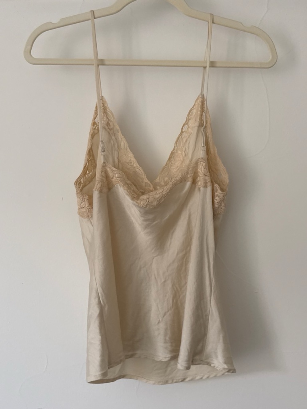 100% Silk Vintage Mary Green Lace Trim Camisole - Picture 2 of 4